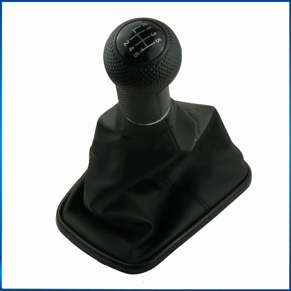 Silver frame black line gear shift knob cover for Volkswagen Mk4 models with 6-speed markings