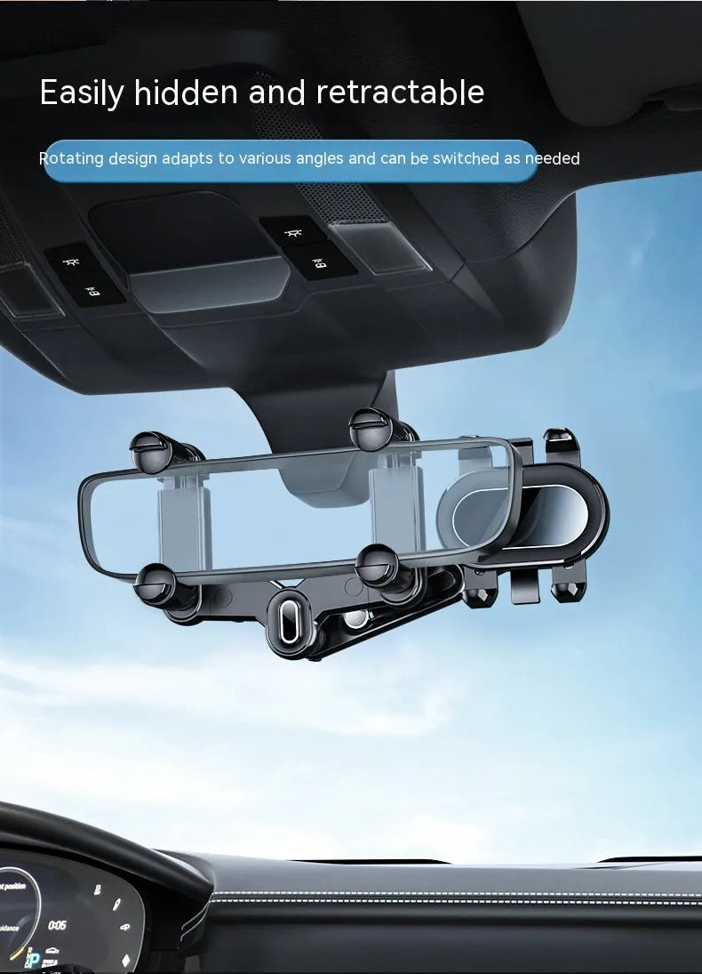 Black ABS universal automobile rear view mirror bracket with a folding rod support mechanism