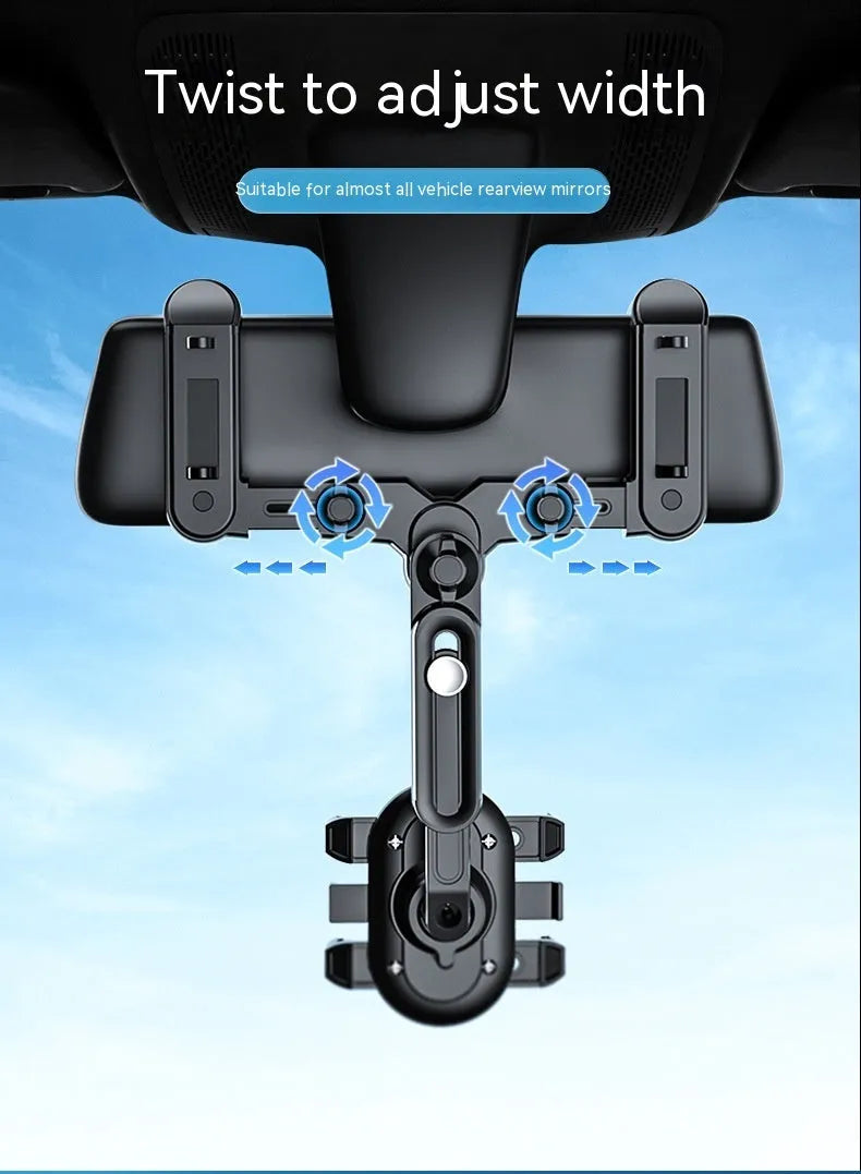 Black ABS universal automobile rear view mirror bracket with a folding rod support mechanism