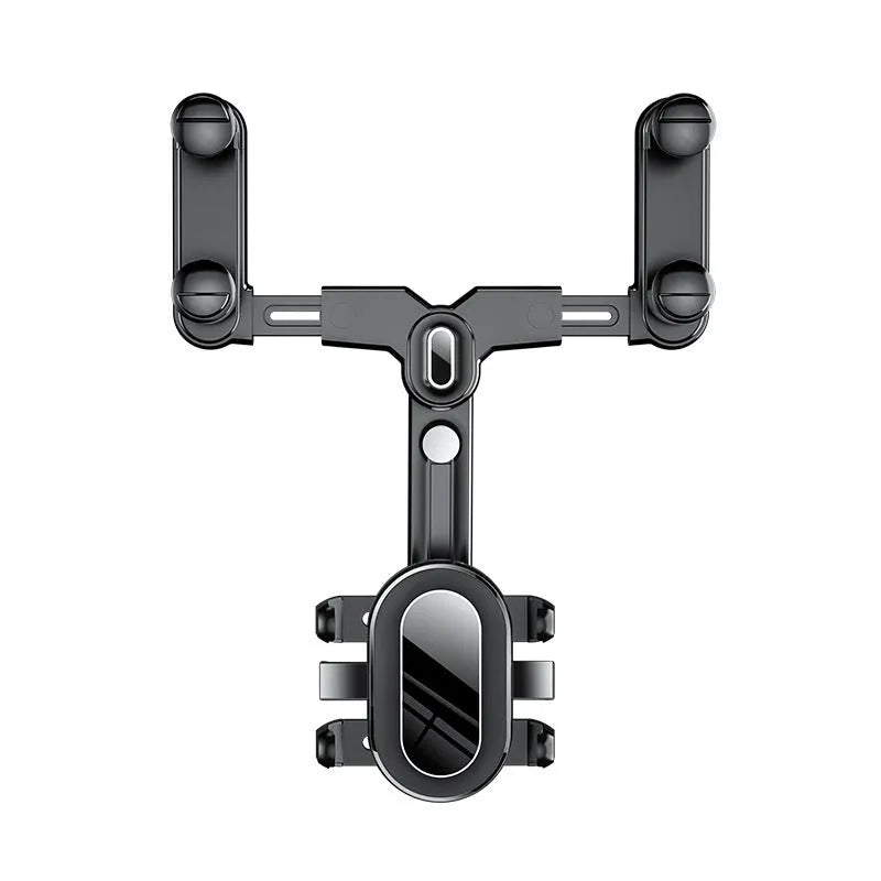 Black ABS universal automobile rear view mirror bracket with a folding rod support mechanism