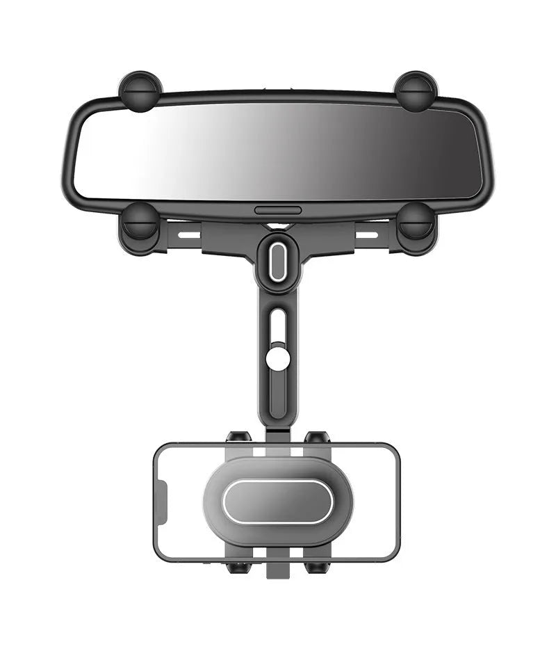 Black ABS universal automobile rear view mirror bracket with a folding rod support mechanism