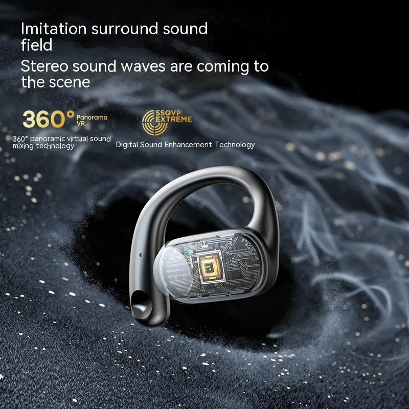 OWS Open Bluetooth Headset OpenBuds P3 in Elegant Black with ear hook design and plastic aluminium alloy frame