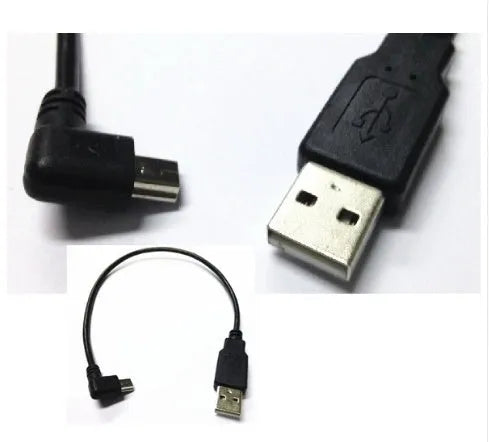 USB Mini 5Pin right angle male to USB 2.0 A male plug cable, 0.2m, black, for Chromecast