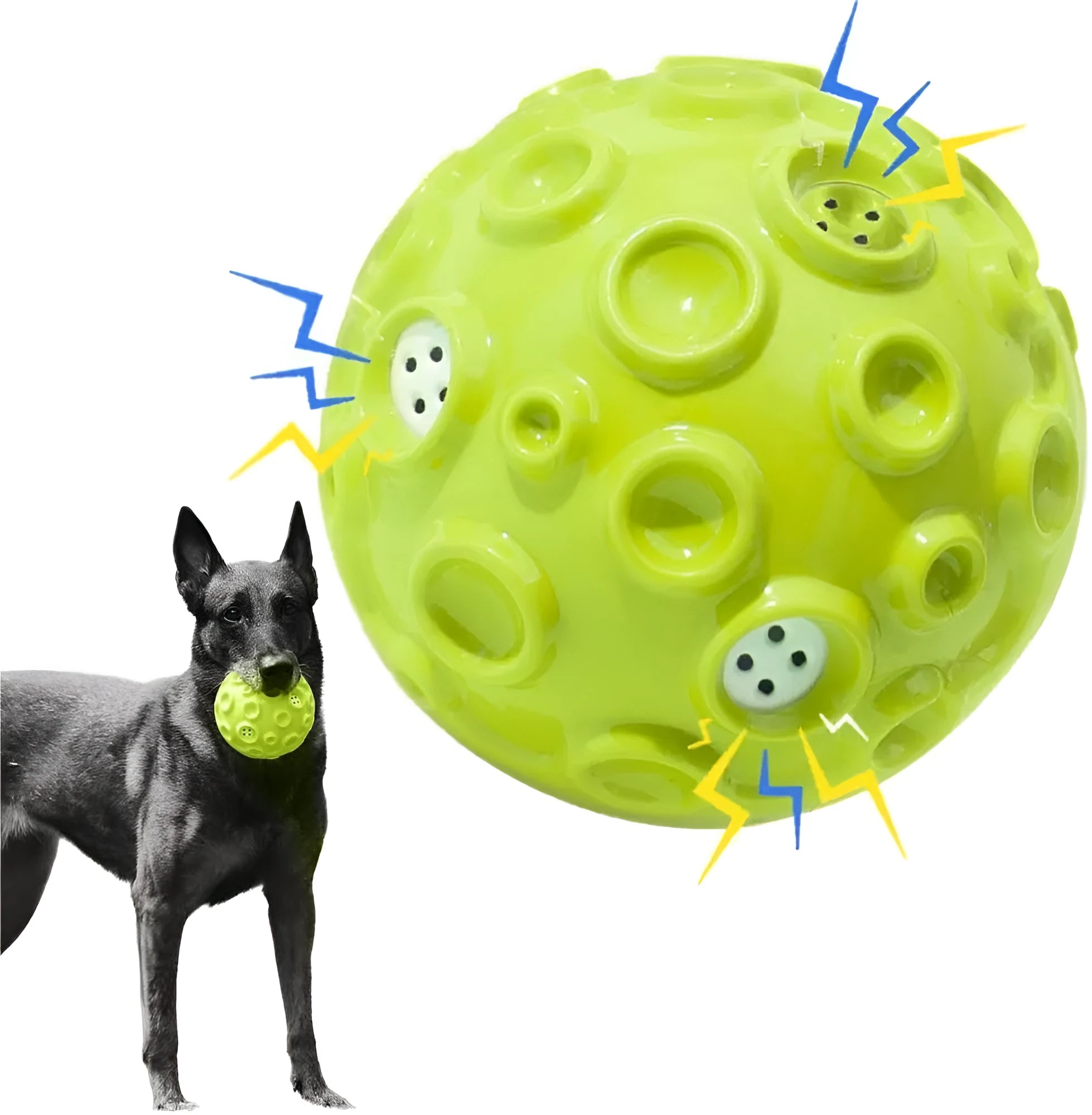 Colourful durable dog chew ball with a bumpy texture for aggressive chewers.