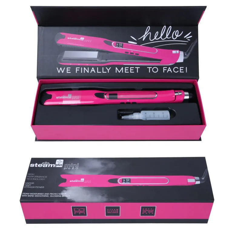 Mini steam splint spray hair straightener and curler in champagne, purple, or rose red colour