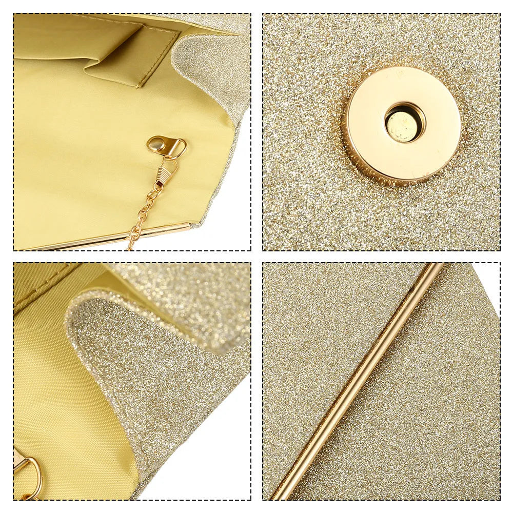 Fabric texture lady handbag in gold/silver/black, 23x12x5 cm compact size
