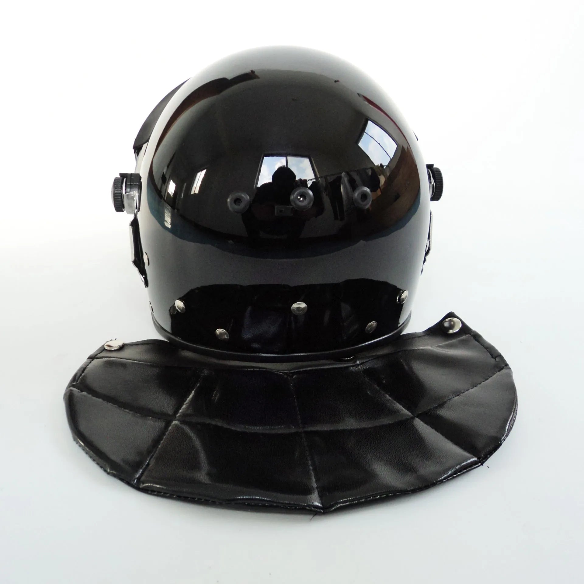 Black polycarbonate special riot helmet for outdoor security use, one size