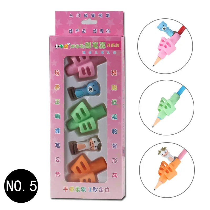 Cartoon character soft rubber pen holder for correcting children's writing posture