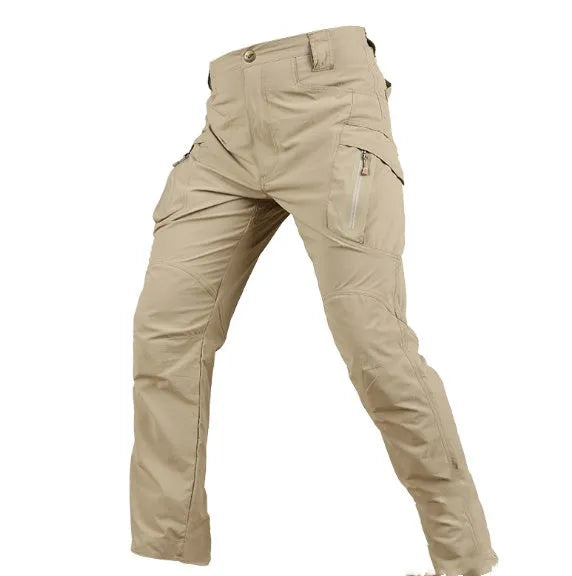 Male army fan special forces quick-drying pants in khaki colour, 97% cotton 3% spandex, with ergonomic knees and YKK zipper