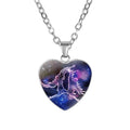 Women's zodiac heart pendant necklace with metal and glass 20mm constellation animal image on 45cm chain