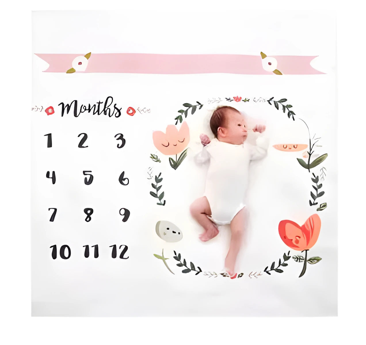 White polyester cotton baby blanket measuring 100 by 100 cm