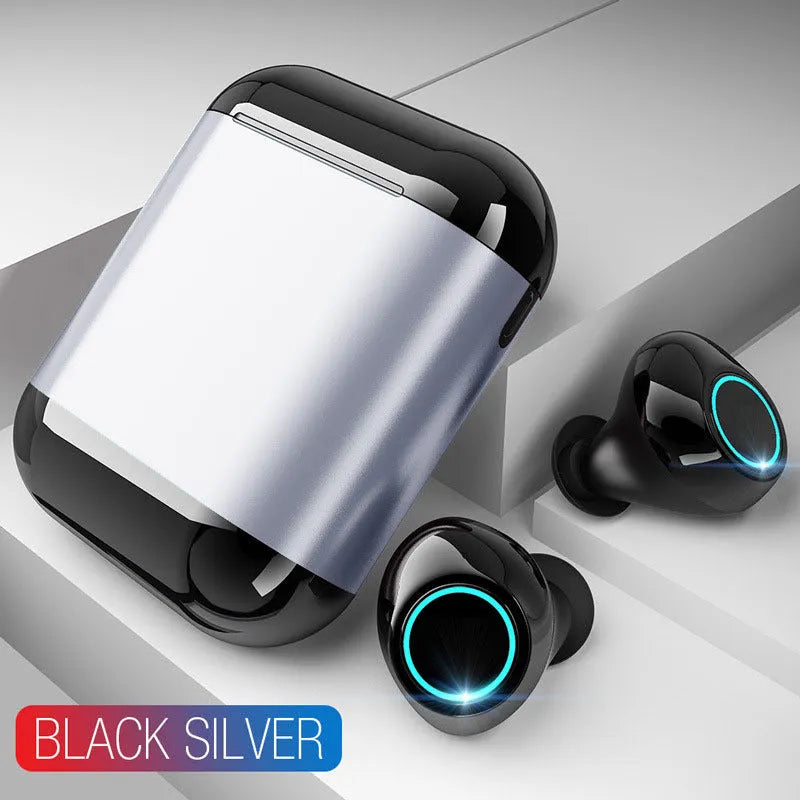 TWS wireless Bluetooth earphones in Black, Gold, or Light Grey colours with Bluetooth 5.0 and 30 day standby