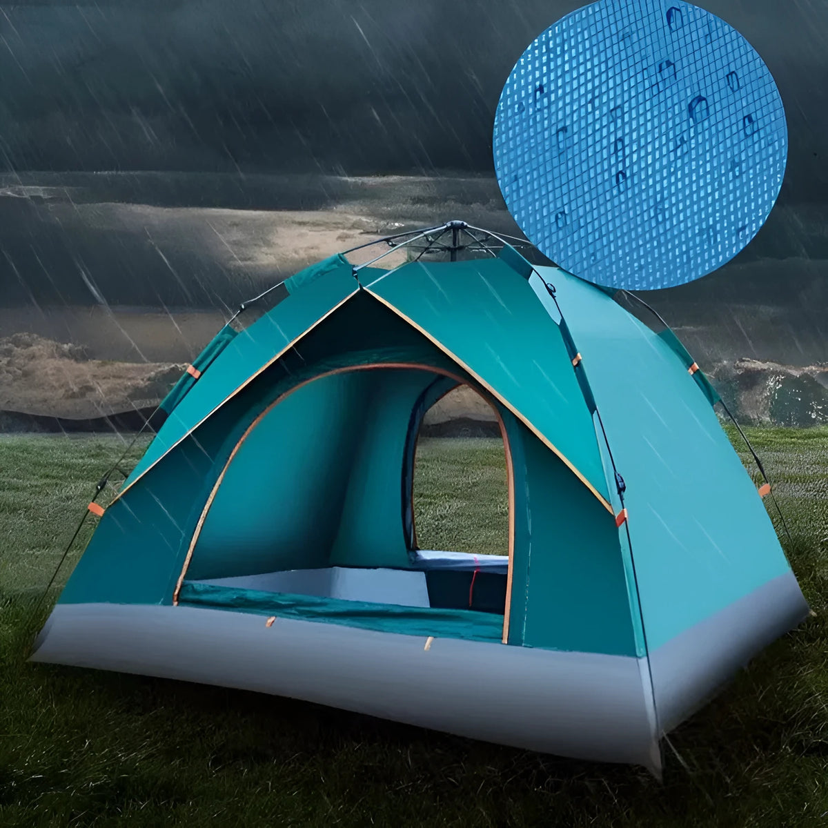 Automatic camping tent, 190T silver tape flysheet, 210D Oxford bottom, dark green or blue, 2-3 or 3-4 person