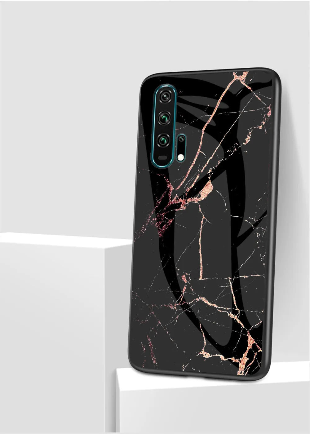 Honor 20 Pro marble glass phone case in red with anti-fall protection