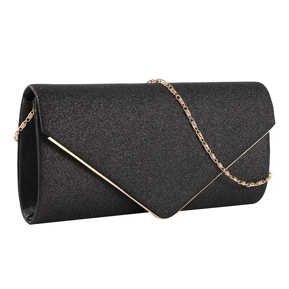 Fabric texture lady handbag in gold/silver/black, 23x12x5 cm compact size