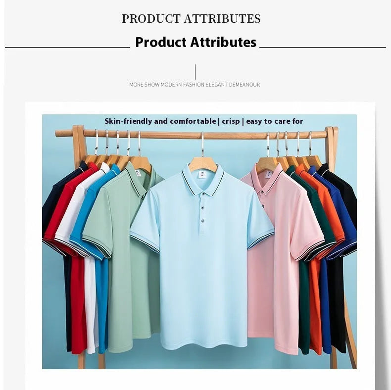 Beautician short-sleeved polo work shirt in cool silk cotton with asymmetric colour-block pattern