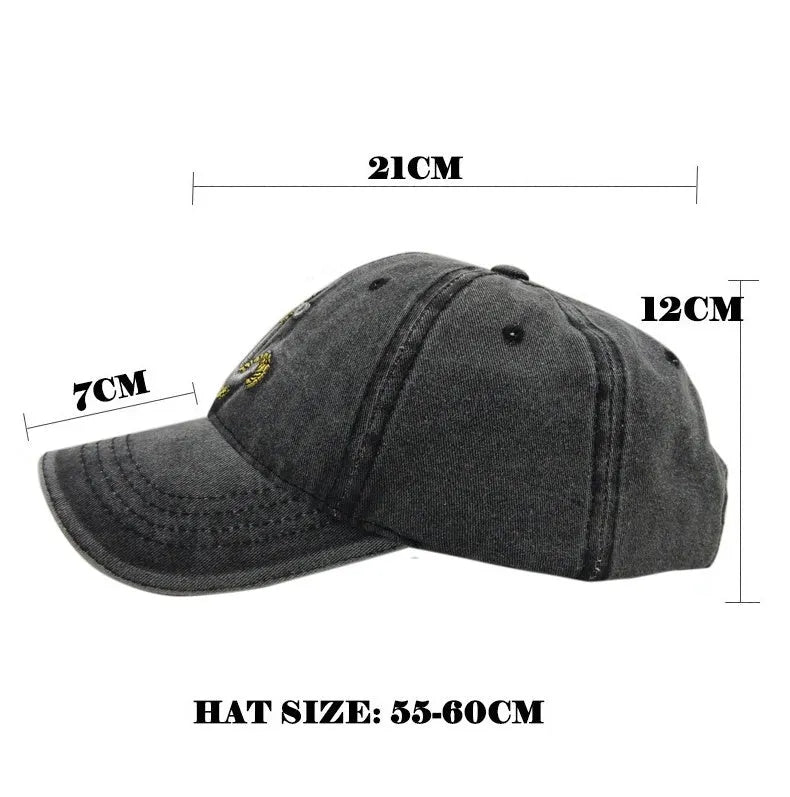 Anchor embroidered baseball cap in cotton, shown in red, khaki, black, and navy blue.