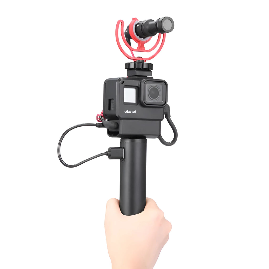 Black aluminium alloy power bank with a carry handle, showing its 12.5cm length.
