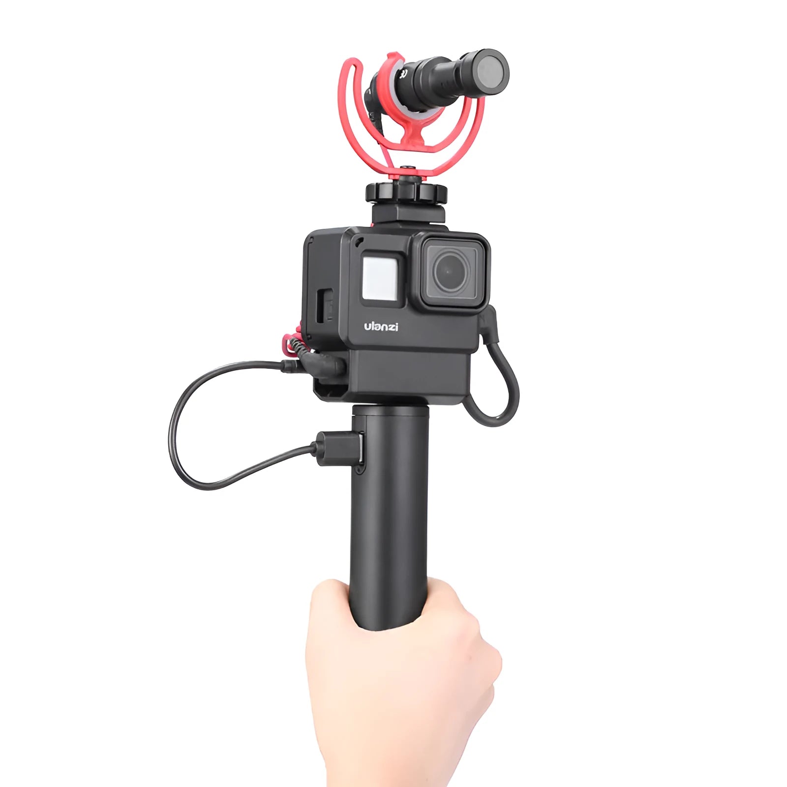 Black aluminium alloy power bank with a carry handle, showing its 12.5cm length.