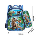 Blue cartoon anime print nylon school backpack for kids with pencil case.