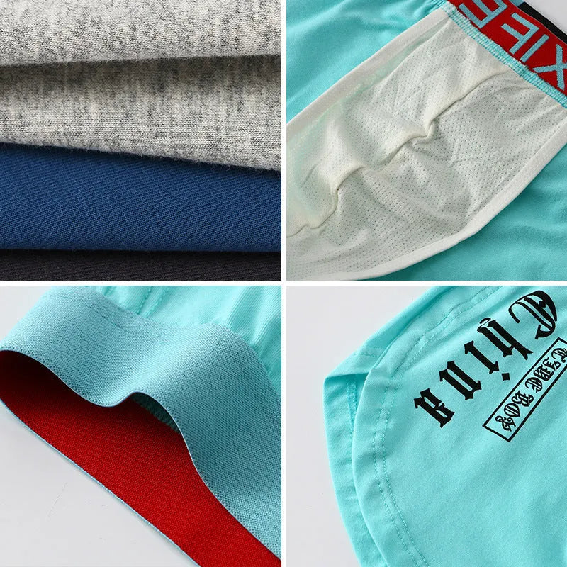 Men's cotton boxer briefs in solid colours with mid-waist design and plus size options