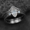 Women's antique silver geometric alloy ring, retro style, sizes 6 to 10
