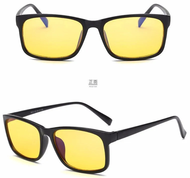 Unisex vintage round anti Blu-ray glasses with PC lens and plastic frame in blue black colour