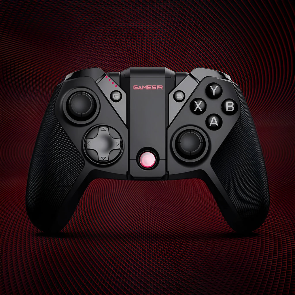 Black Gaishi wired USB-C game controller with textured grips on a dark surface