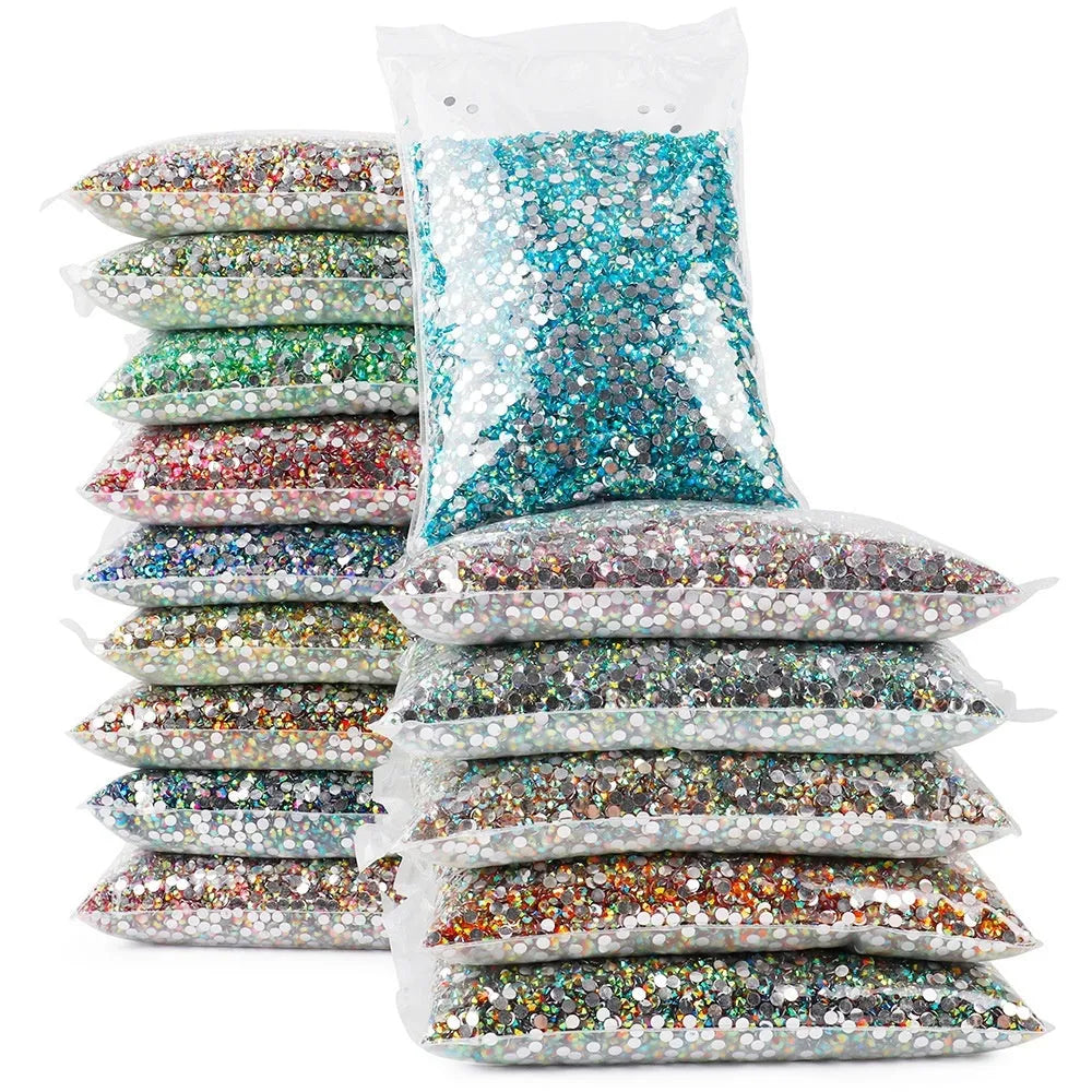 Plastic resin flat magic colour nail rhinestones in multiple colours and sizes for craft decoration