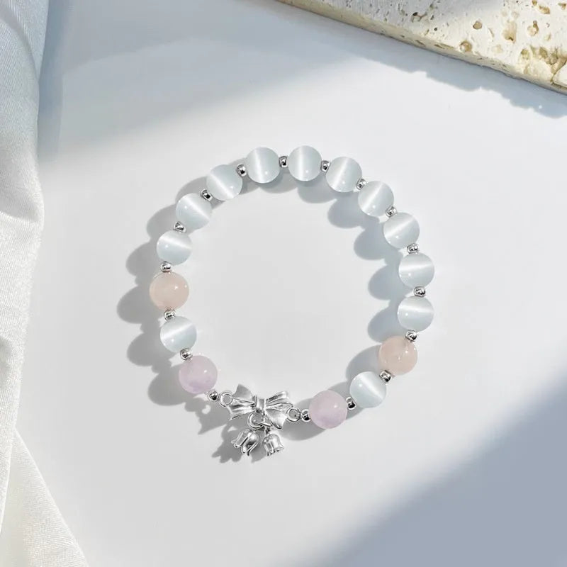 Bowknot two shihuan opal crystal bracelet in lavender amethyst colour measuring 10mm
