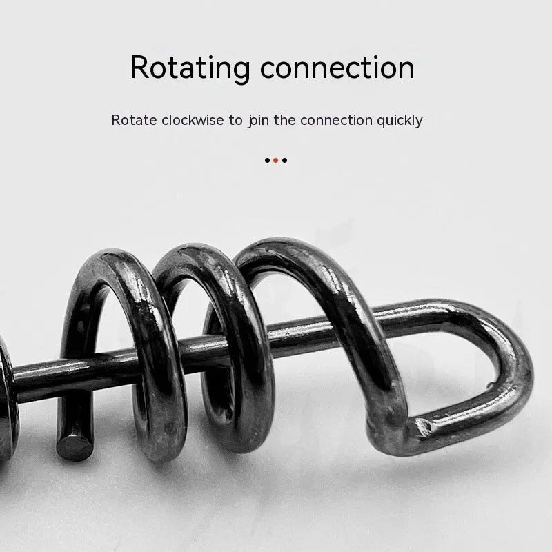 Stainless steel fishing swivel connector with 8-shaped ring design in seven colour-coded sizes