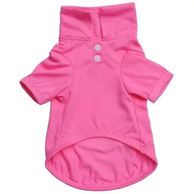 Dog polo shirt with lapel collar in solid colour, cotton blend, sizes XS to XL