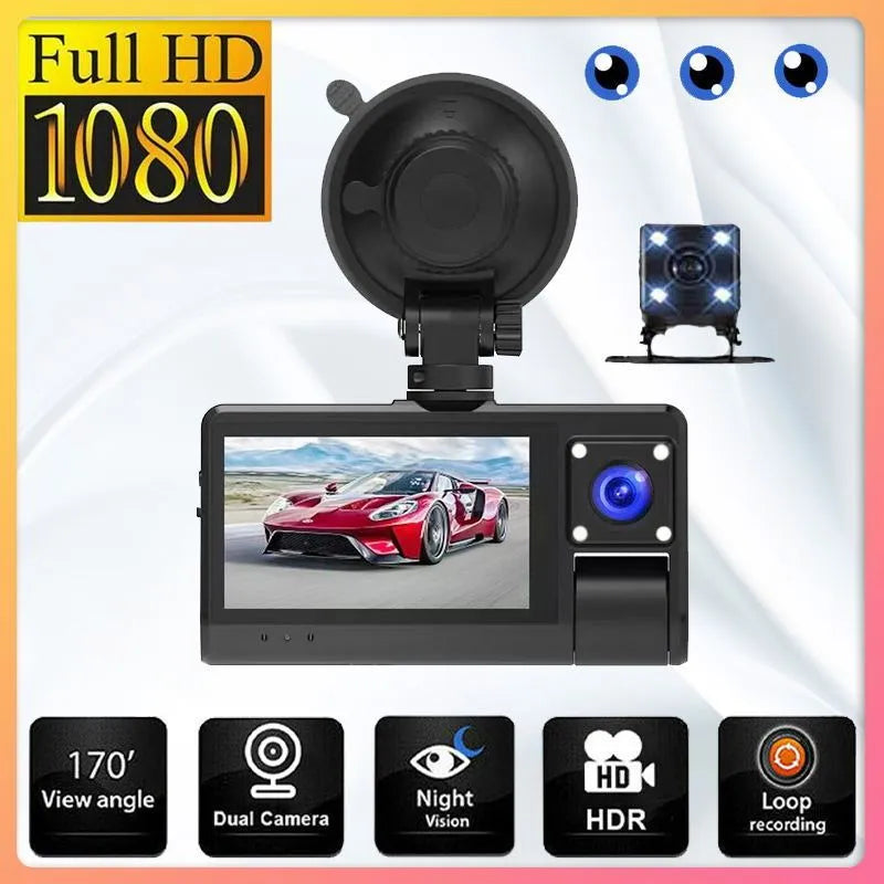 G50 black driving recorder with 3-inch touch screen for windshield mounting