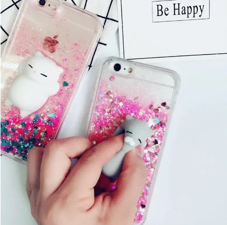 Colourful glitter cat phone case for iPhone models 6 through X, showing one of four available designs.