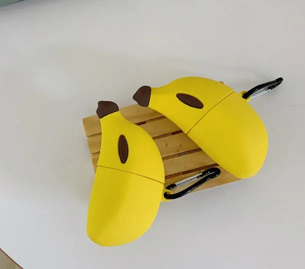 Yellow banana design silicone protective cover for Apple AirPods Pro wireless headphones