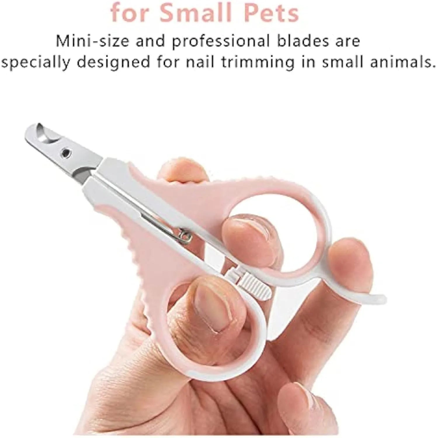 Grey and pink angled cat nail clippers with safety guard and rubberised handles.