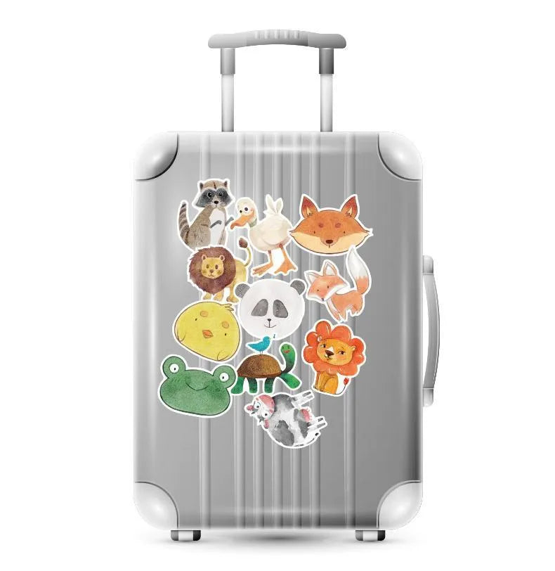 36 piece retro beach themed waterproof PVC stickers with matte finish in sizes 6cm to 10cm