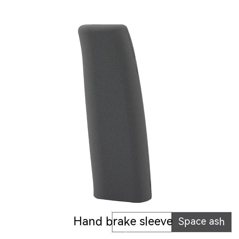Silicone handbrake sleeve cover shown in different colours next to a car handbrake lever.