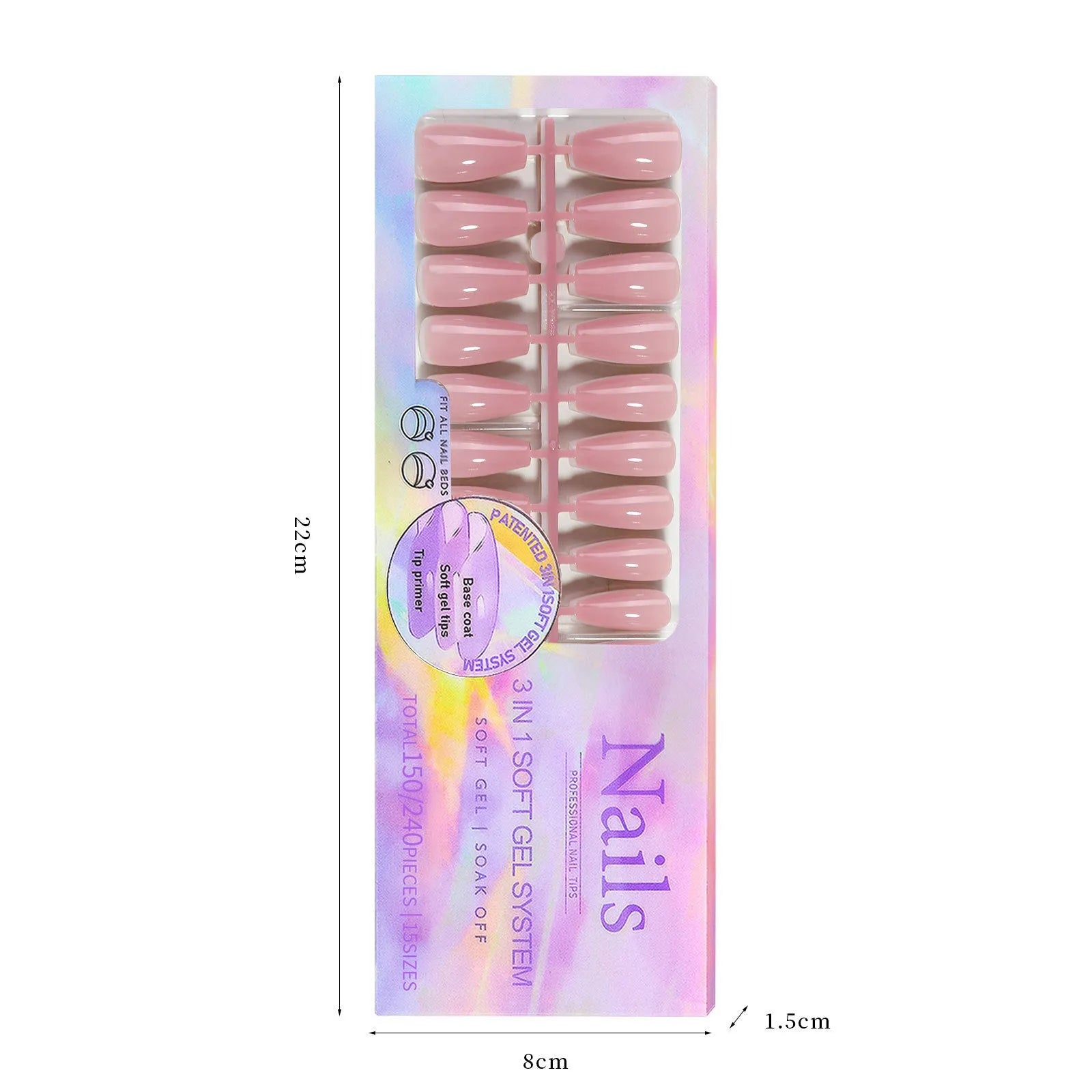 Nude seamless wear armour nail stickers removable set showing colour variations 01 through 08