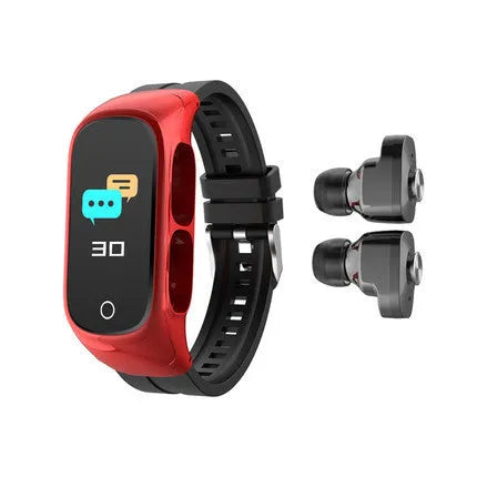 N8 Smart Bracelet Bluetooth Headset Combo in black, white, red, or pink colour on a wrist.