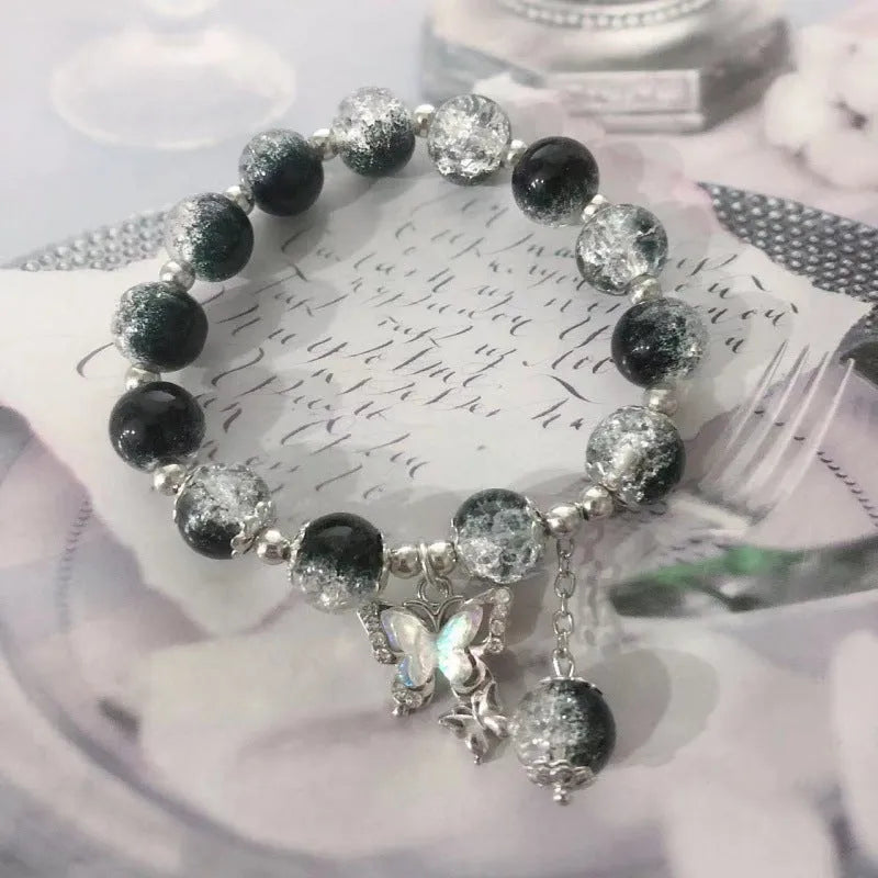 Chinese style glass bracelet with bamboo joint design elements in multiple colour options