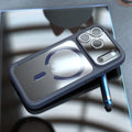 iPhone 17 Pro Max two-in-one magnetic phone case in black, dark blue, and white colours showing shockproof design