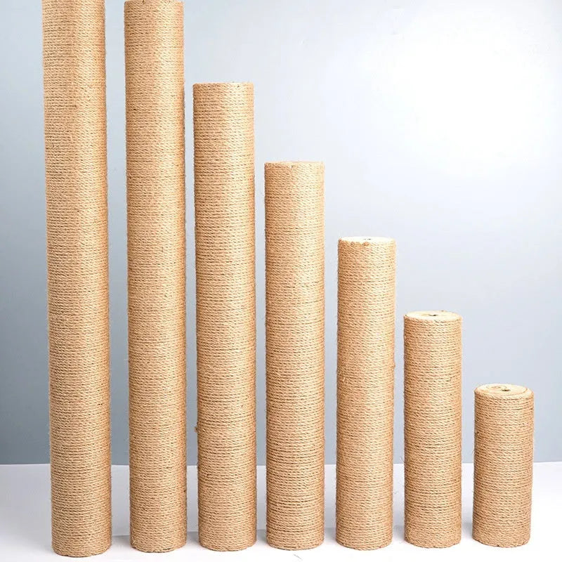 Solid wood cat climbing pillar wrapped in hemp rope for scratching and climbing