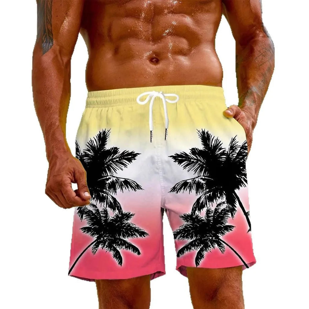 Man's solid colour quick-dry polyester swimming trunks on a white background