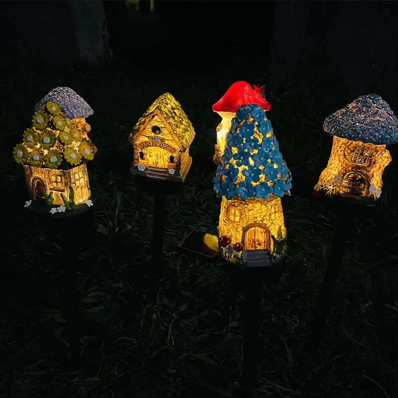 Outdoor solar LED garden light in floral resin design with waterproof IP55 rating