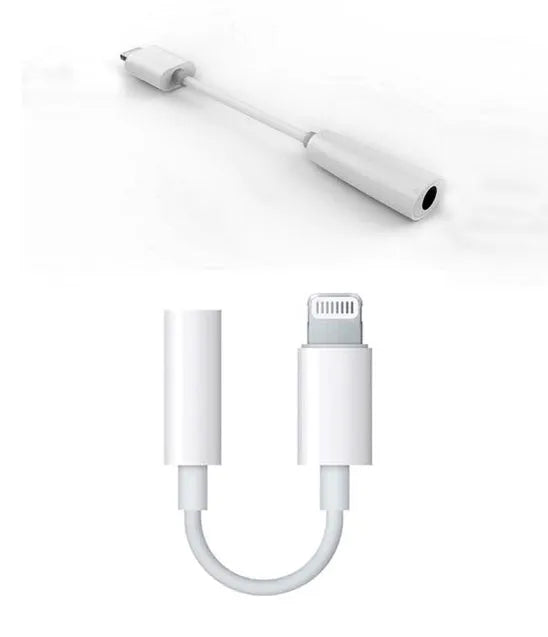 White Lightning to 3.5mm audio adapter cable for iPhone compatibility with 12cm length