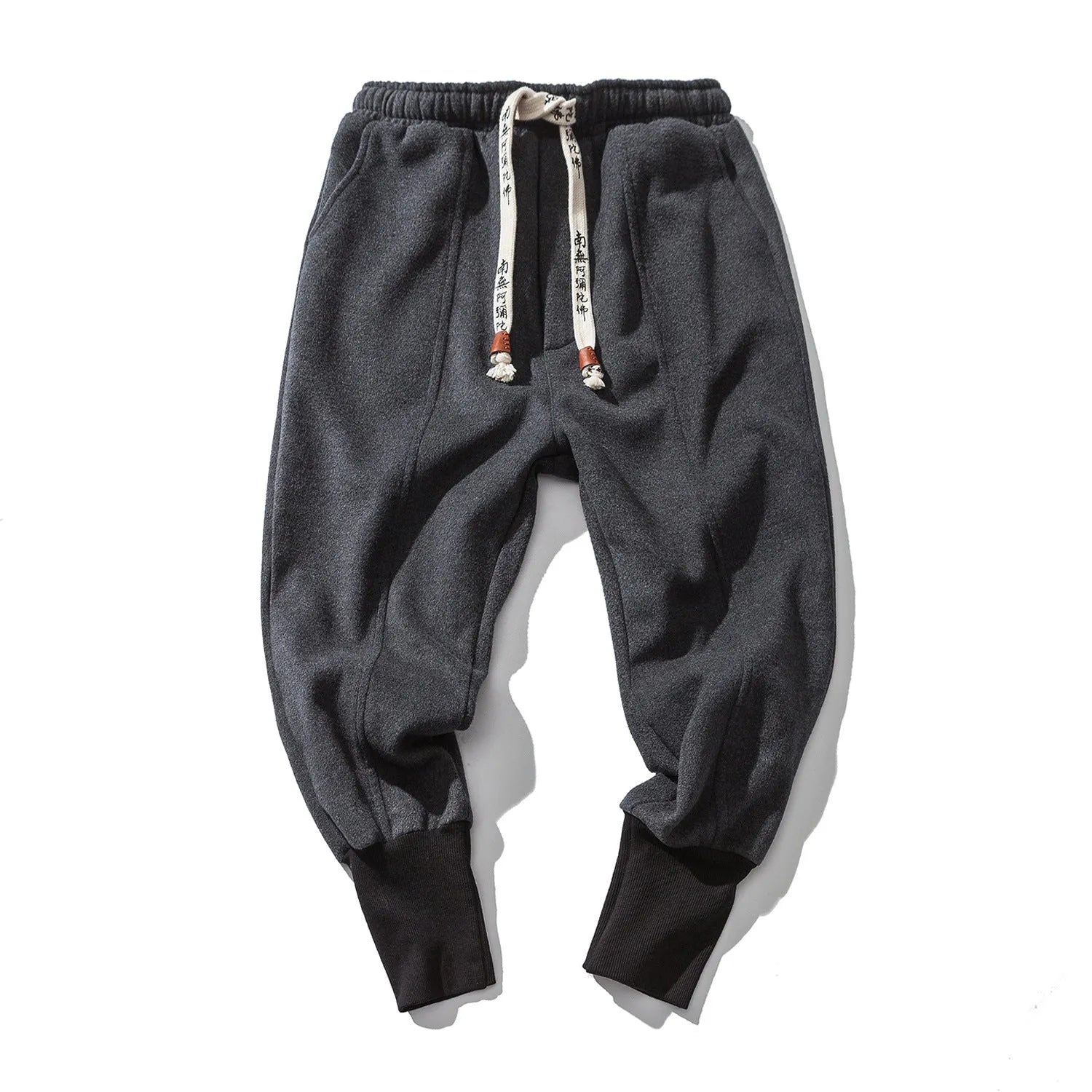 Teen loose fit harem casual pants in dark grey with elastic waist and slant pockets