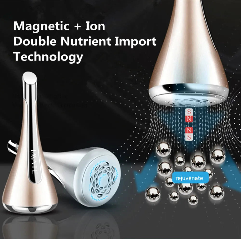 Gold Imate facial massager small dumbbell gyro device with vibration and magnetic infuser for anti-aging