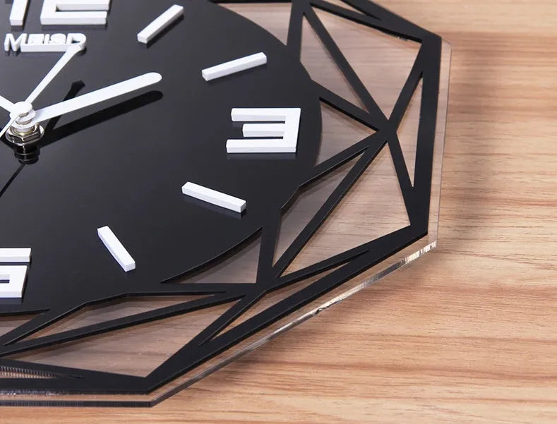 Acrylic wall clock with solar sweeping movement, square design in 35cm, 40cm or 58cm, Green or White