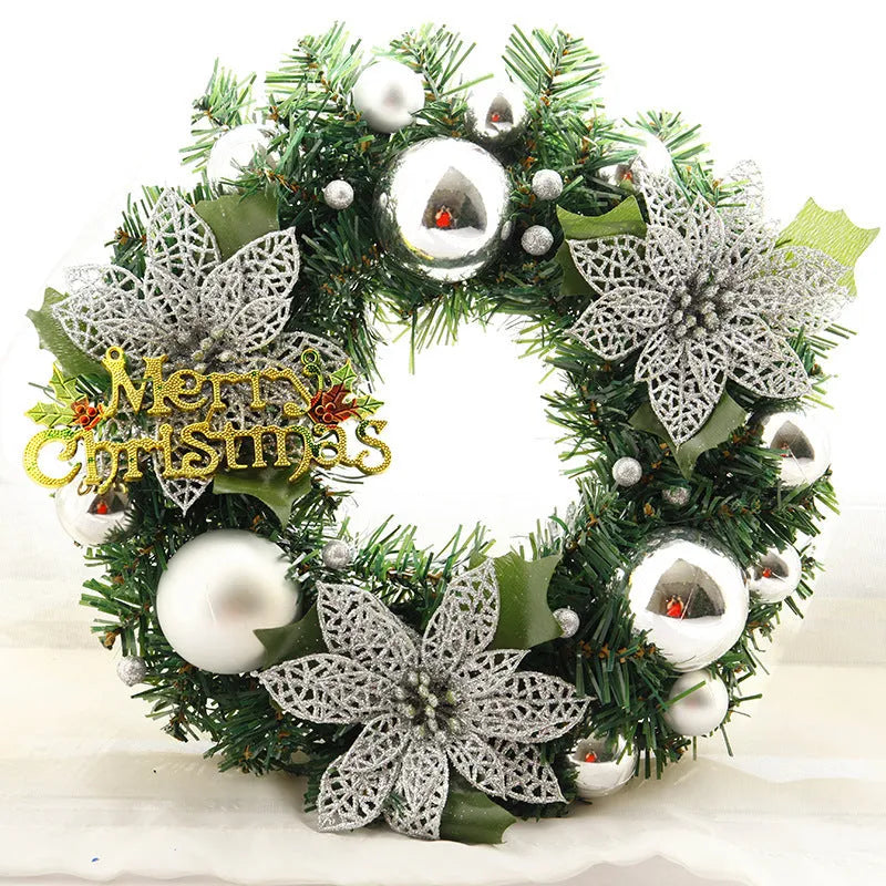30cm multicolour plastic Christmas wreath in blue gold pink purple red or silver for door wall decoration